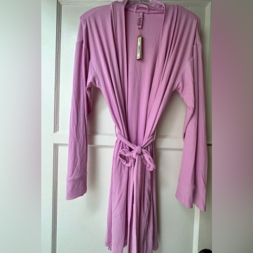 Skims cotton candy soft lounge robe, new, medium M pink